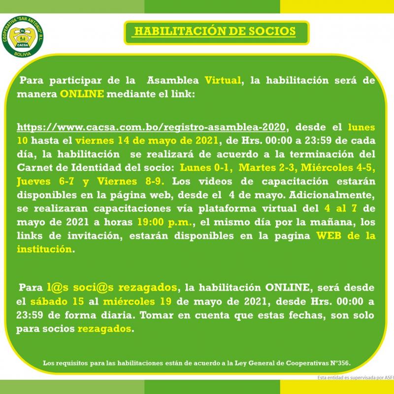 Habilitación de socios 