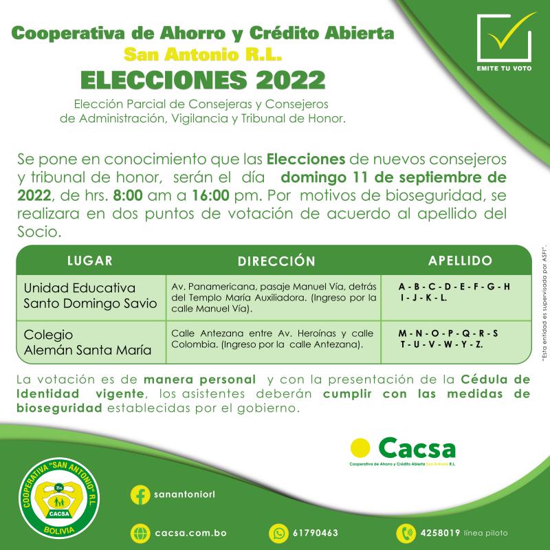 Elecciones Cacsa 2022