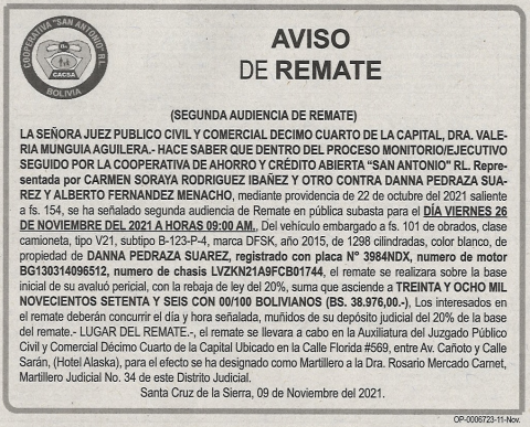 aviso de remate