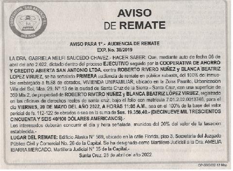 aviso de remate