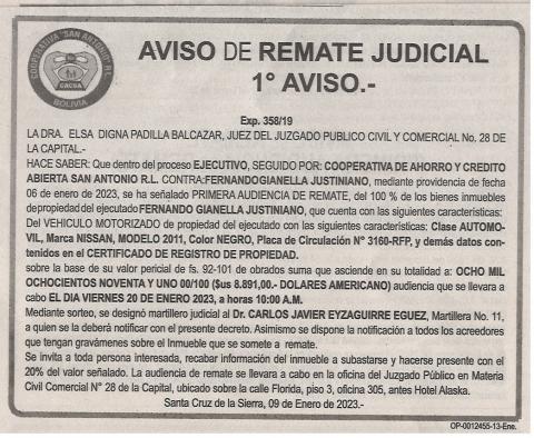 aviso de remate