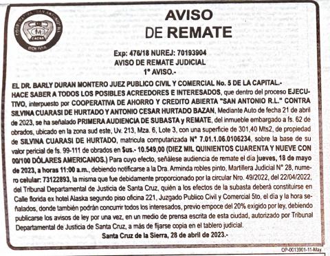 aviso de remate