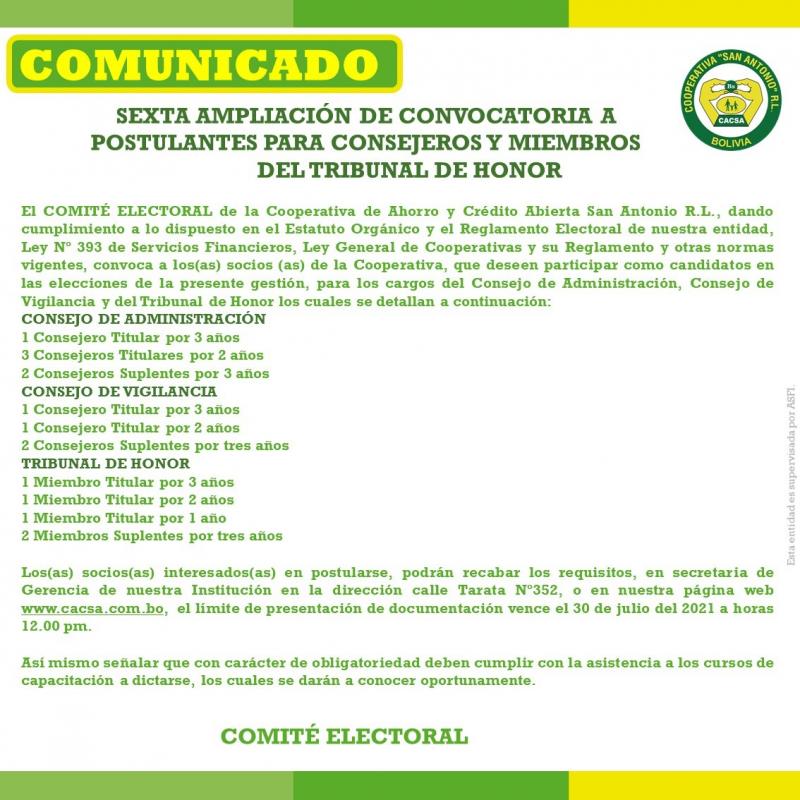 Comunicado Comité Electoral 