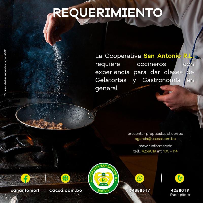 Requerimiento de Cocineros